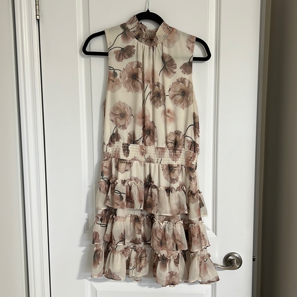 Cream & Nude Pink Floral Dress (Wedding, Shower, Engagement))
